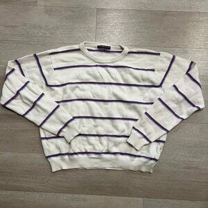 Brandy Melville Long Sleeve White/Purple Sweater